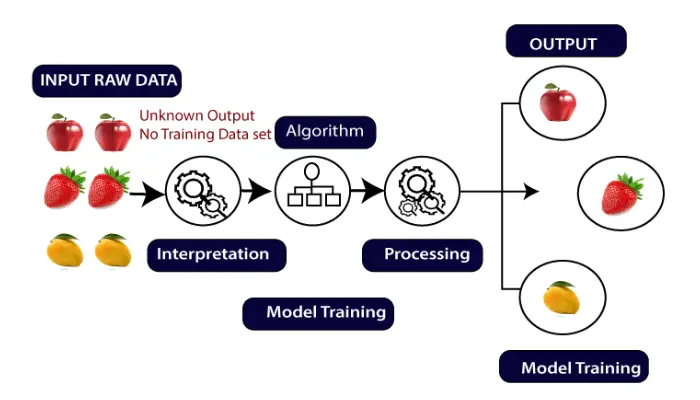 Diagram describing the training of a model using a supervised learning algorithm.